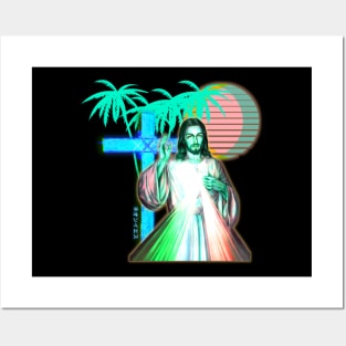 Neon Jesus Vaporwave Aesthetic Synthwave Posters and Art